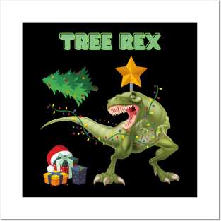 Tree Rex, Tree Rex Christmas, Dinosaur Christmas, Christmas Dinosaur, Dinosaur Lover, Dinosaur Gift Idea, T Rex Christmas, Dinosaur Xmas, Funny Dinosaur Christmas Posters and Art